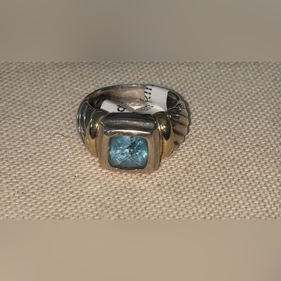David Yurman 14k Gold & Sterling Silver Ring with Blue Topaz - Picture 9 of 16